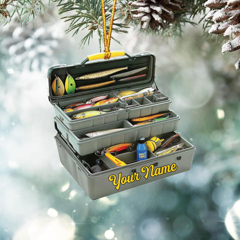Royal Fight Custom Fishing Tackle Box Ornaments 2024 Fishing Ornaments for Christmas Tree Christmas Ornaments Fishing Fisherman Ornament Bass Fish Ornament Fishing Decorations Flat Ornaments (FTB11)