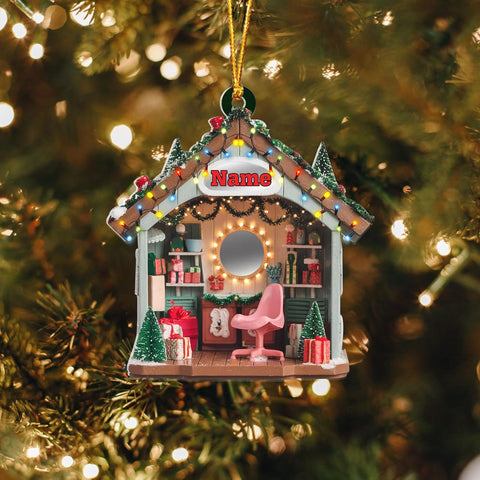 Personalized Hair Salon 2D Flat Acrylic Ornament, Hair Salon Christmas Decor, Hairstylist Christmas Ornament, Hairdresser Gift Beautician for Hair Stylist Hairdresser Christmas (1, HSL2)