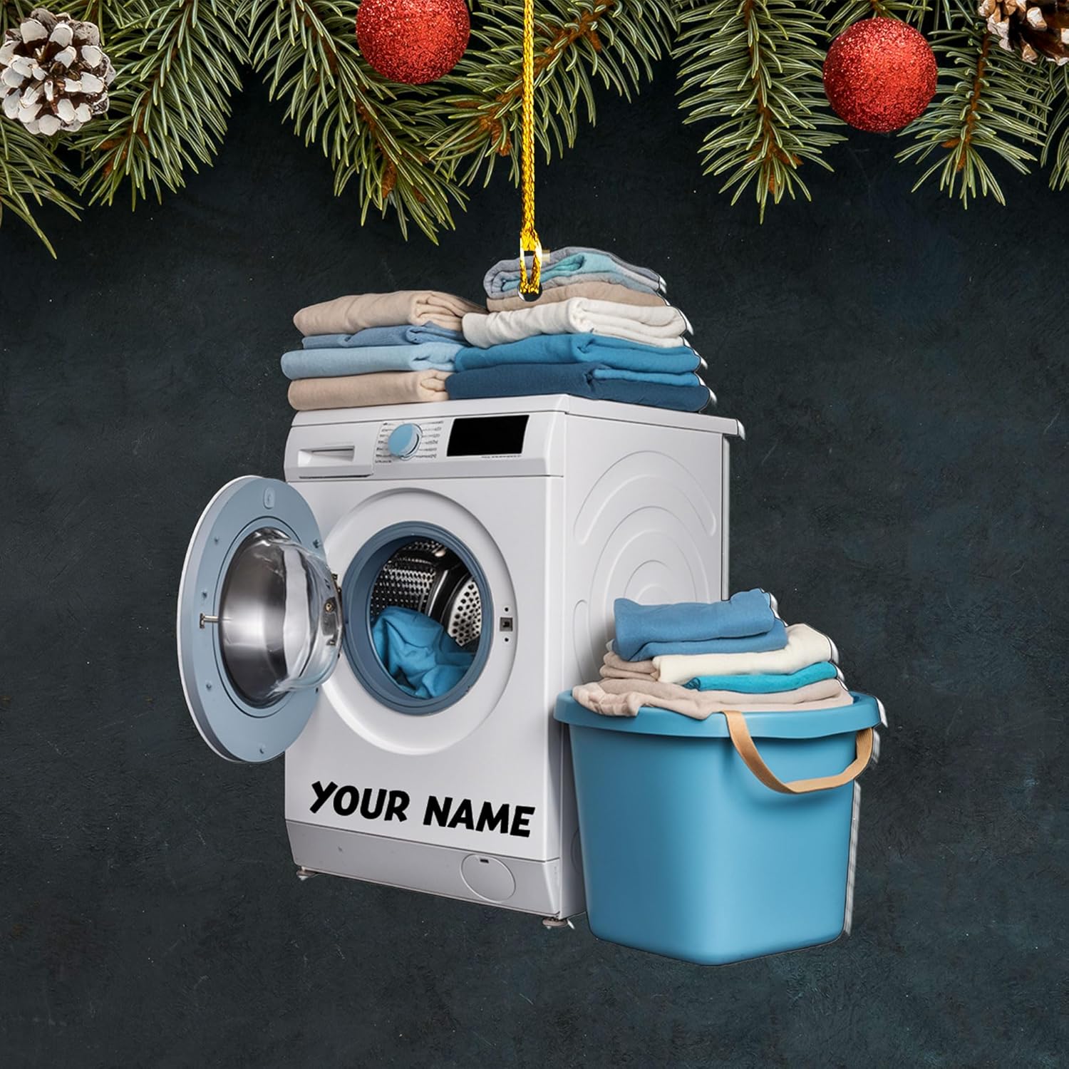 Personalized Washing Machine Christmas Ornament,Home Appliance Consumer Electronics Christmas Ornament, Clothes Washer Christmas Tree Decor, Washing Machines Ornament (Acrylic, Style 3)