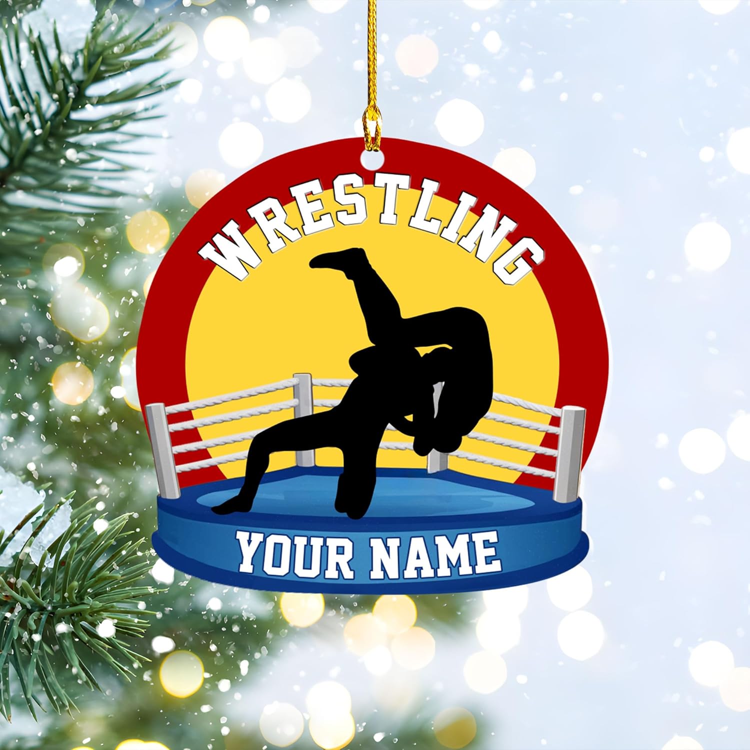 Personalized Wrestling Christmas Ornament 2024 Wrestling Christmas Ornament Gift for Wrestling Player Wrestling Christmas Tree Ornaments for Boys or Girls (Acrylic, Style 5)