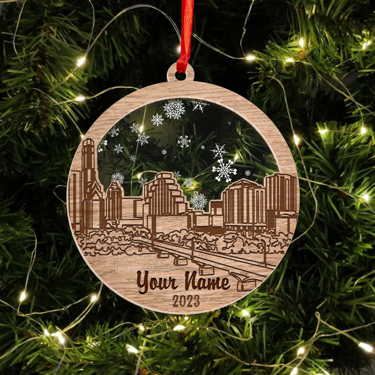 MAPrints Personalized Texas Wood and Acrylic Ornaments, Texas Christmas Keepsake Holiday, America State Ornament, Texas State Christmas Ornament, Texas Map Ornament, Christmas Tree Decorations (TX 5)