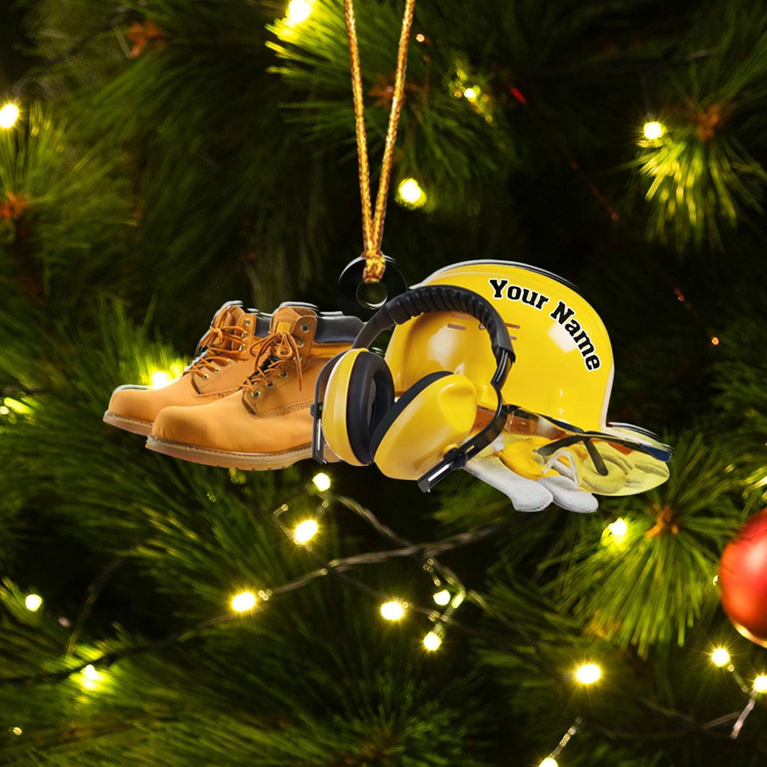 Personalized Construction Ornaments for Christmas Tree 2024, Construction Tree Ornaments Construction Ornament, Construction Tool Box Hard Hat Heavy Equipment Xmas Gift for Blue Collar Workers (W10)