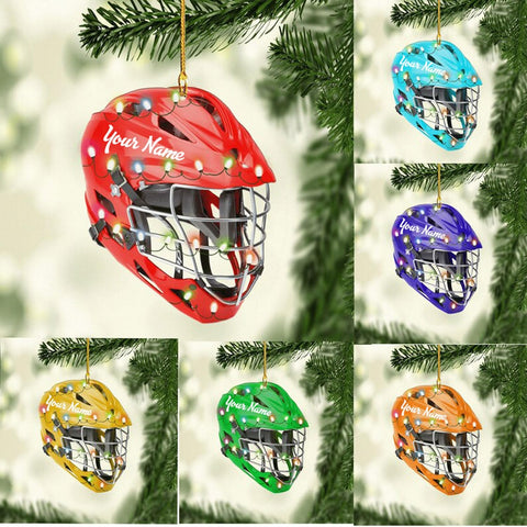 HomeDesign Personalized Lacrosse Ornament, Lacrosse Amor Shape Flat Ornament, Lacrosse Helmet Ornaments, Gifts for Lacrosse Lovers, Lacrosse Players, Lacrosse Christmas Ornament (LA 4)