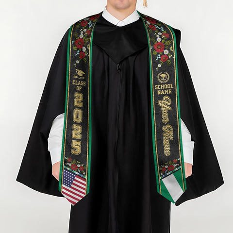 Pretyprints Custom Nigerian Graduation Sash, Nigeria Graduation Stole Customize, Nigerian American Flag Graduation Sash 2025