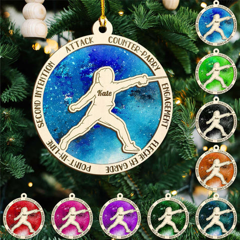 MAPrints Personalized Fencing Christmas Ornament, Fencing Lovers Ornament, Fencing Acrylic Ornament, Christmas Fencer Decor, Fencing Player Ornament Xmas Keepsakes 2024, Great Gift for Fencer (FC 4)