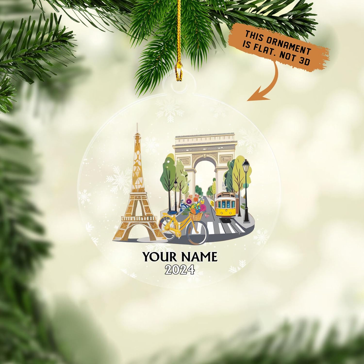 Paniprints Personalized Name Eiffel Tower Ornament, Eiffel Tower Christmas Ornaments, Paris Ornament, France Ornaments for Christmas Tree, Paris Ornaments for Christmas Tree 2024 (Eiffel7)