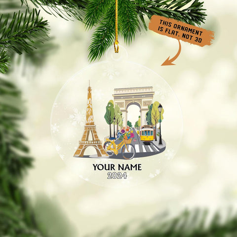 Paniprints Personalized Name Eiffel Tower Ornament, Eiffel Tower Christmas Ornaments, Paris Ornament, France Ornaments for Christmas Tree, Paris Ornaments for Christmas Tree 2024 (Eiffel7)