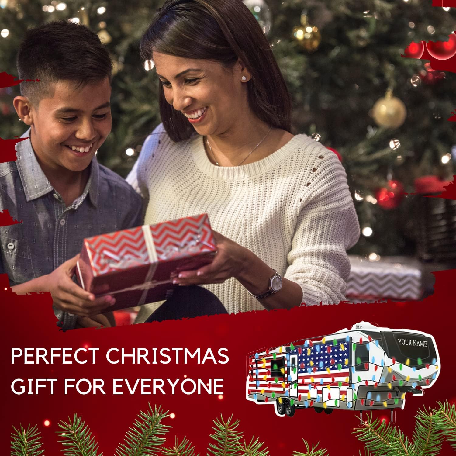 Artparel Personalized Camping Ornaments, Camping Christmas Ornaments, Camper Christmas Ornaments, Camping Ornaments for Christmas Tree, Camper Tree Ornament, Camper Gingerbread (Camping 3)