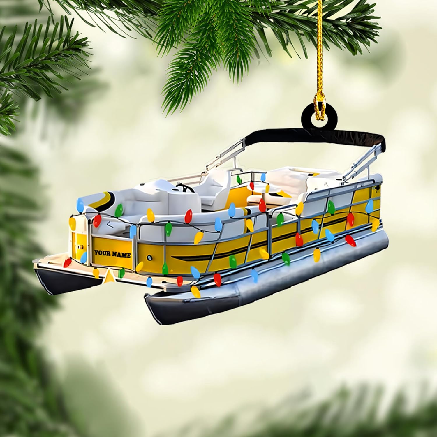 Parvii Personalized Pontoon Boat Ornament, Custom Pontoon Christmas Ornament, Pontoon Boat Christmas Ornament, Pontoon Boat, Christmas Tree Ornament, Custom Pontoon Hanging Ornament (PT 3)