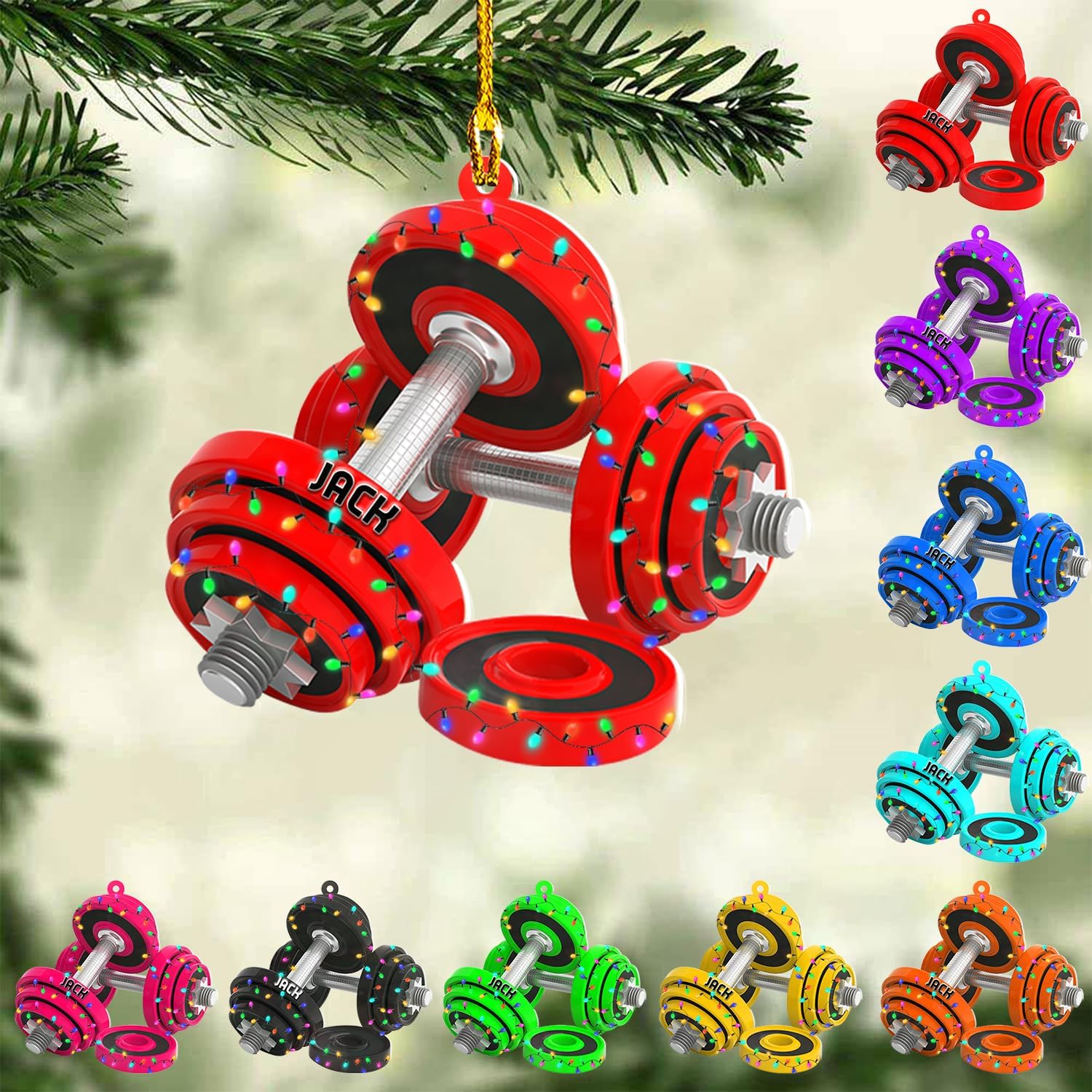 AOVL Personalized Weight Plate Ornament Weight Ornament Fitness Gift for Gym Ornament Merry Liftmas Christmas Hanging Ornaments Weight Plates Ceramic Ornament (DF1)