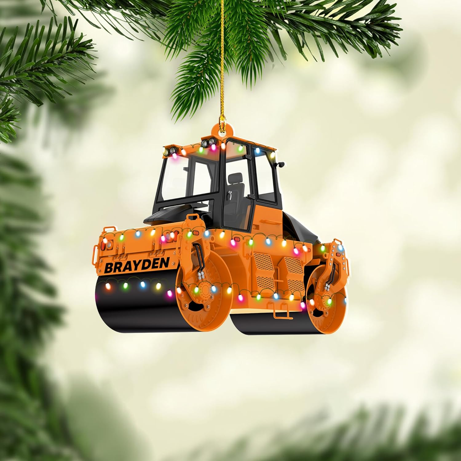 Personalized Road Roller Truck Ornament, Custom Rollers Truck Ornaments, Construction Christmas Ornaments Excavator Gift 2024, Heavy Equipment Ornaments, Road Roller Car Vehicle Worker Ornament (EN6)