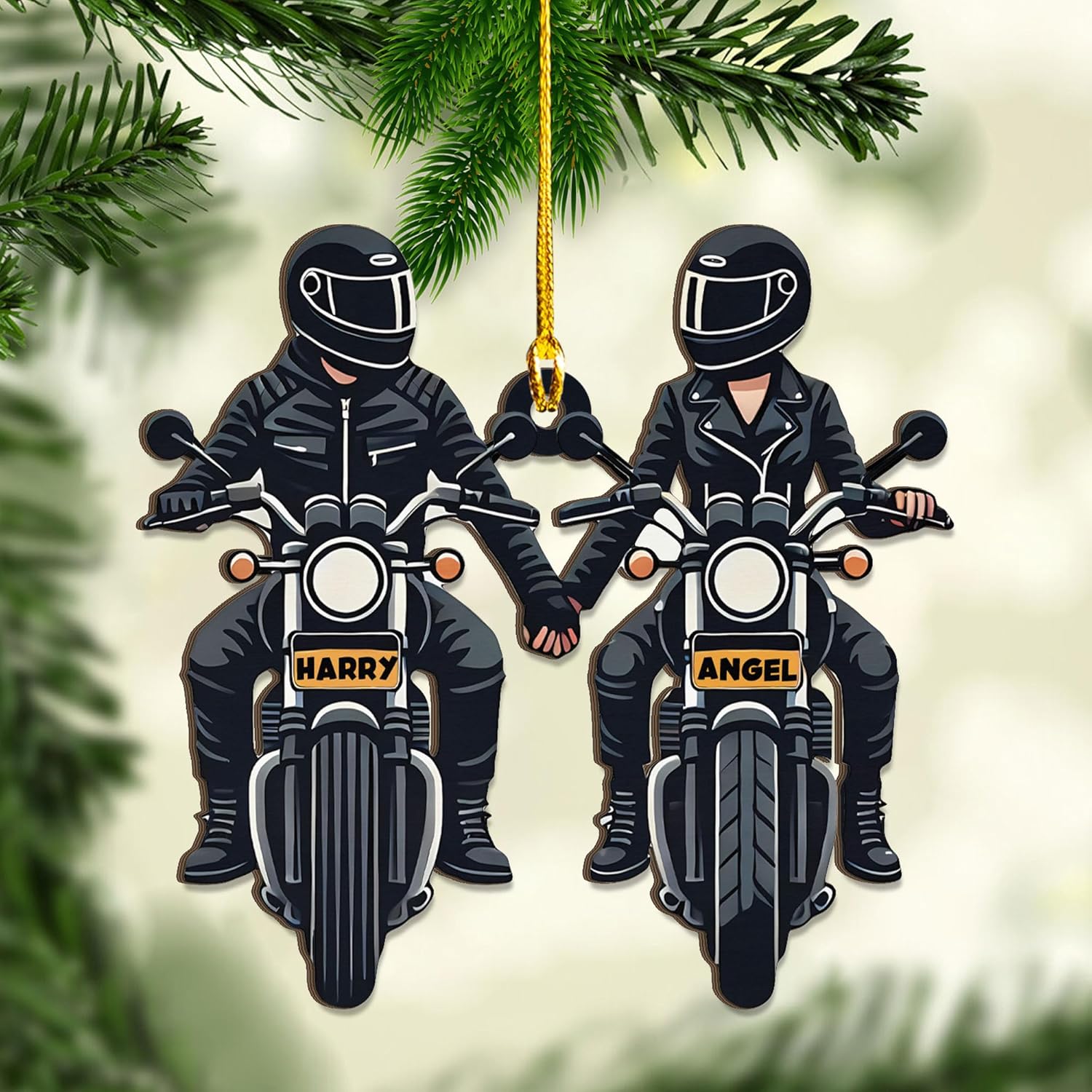 Personalized Couple Motorcycle Christmas Tree Ornaments, Dirt Bike Ornament, Custom Motocross Ornament, Motorcycle Flat Christmas Ornament 2024 Gifts Xmas (M8)