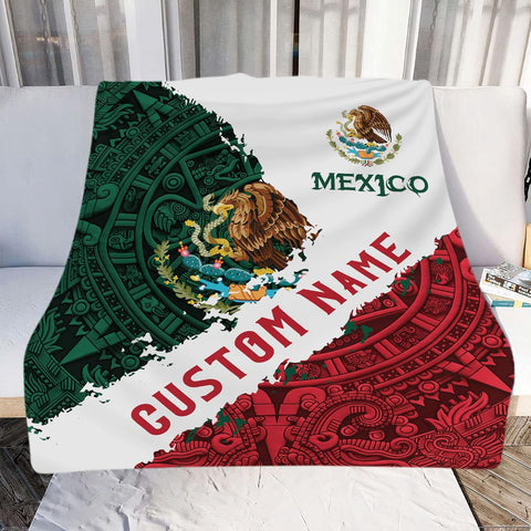 Personalized Name Mexico Blanket for Men and Women, Customized Mexico Blankets, Mexico Flag Mexican Flag Blanket Funny Gift Fuzzy Plush Soft Micro Fleece Sherpa Blanket Bed Throw (BLMX06)