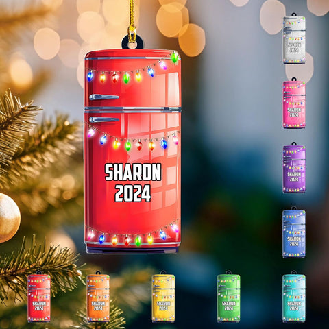 Personalized Refrigerator Ornament, Refrigerator Xmas Light Hanging Ornament, Refrigerator Lovers Ornament, Refrigerator Ornament (Acrylic, Style 7)