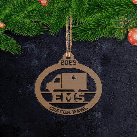 MAPrints Personalized EMS EMT Paramedic Cutout Wood Christmas Ornament 2024, Custom EMS, EMT Uniforms Ornament, Medical Christmas Ornaments, EMS Star of Life EMT Paramedic Ornaments (EMS 4)