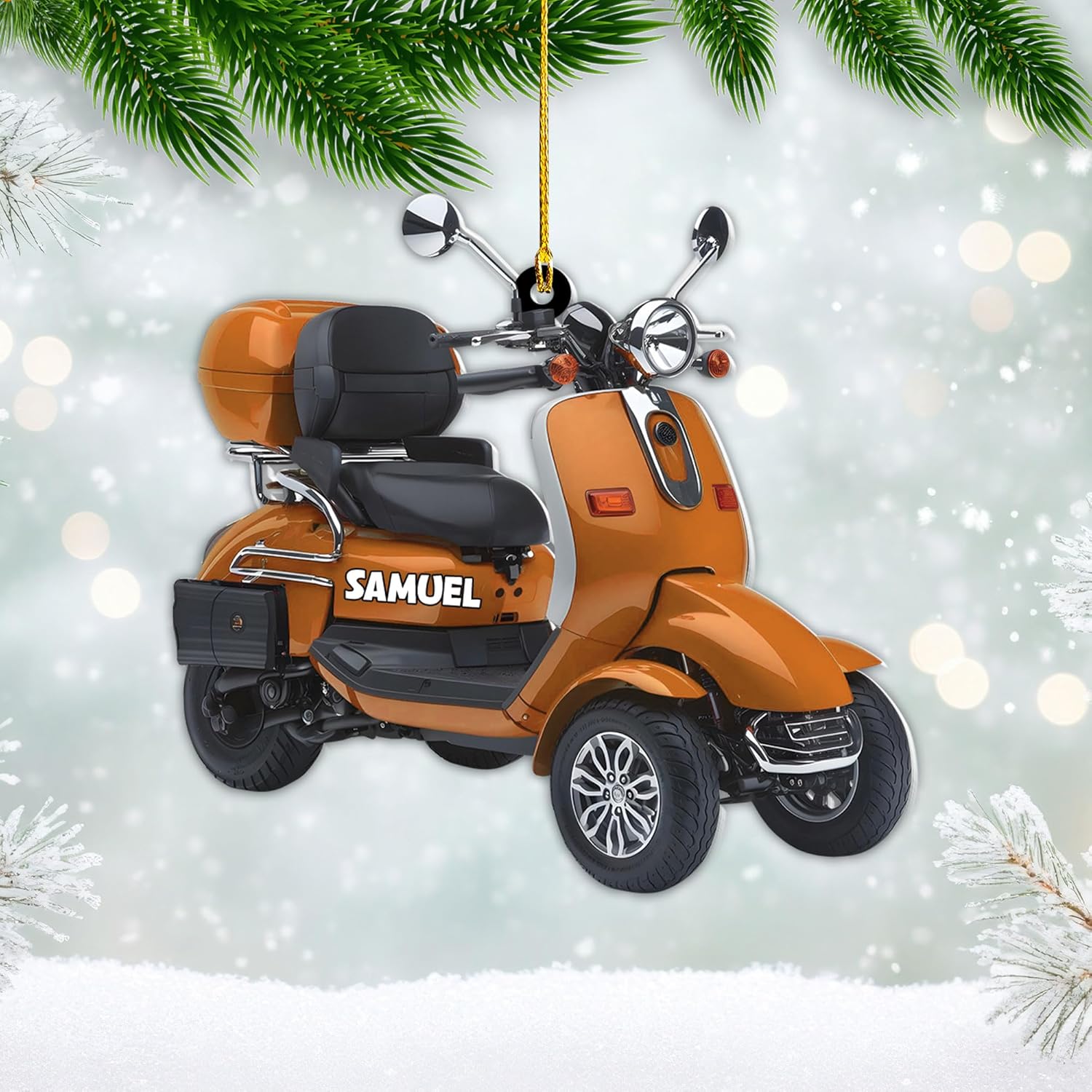 AOVL Custom Electric Bicycle Scooter Ornament 2024 Mobility Scooter Lover Ornament Gift Xmas Mobility Scooter Lover Ornament Gift Flat 2D Mobility Scooter Lover Ornament Gifts (MEB9)