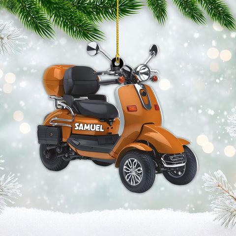 AOVL Custom Electric Bicycle Scooter Ornament 2024 Mobility Scooter Lover Ornament Gift Xmas Mobility Scooter Lover Ornament Gift Flat 2D Mobility Scooter Lover Ornament Gifts (MEB9)