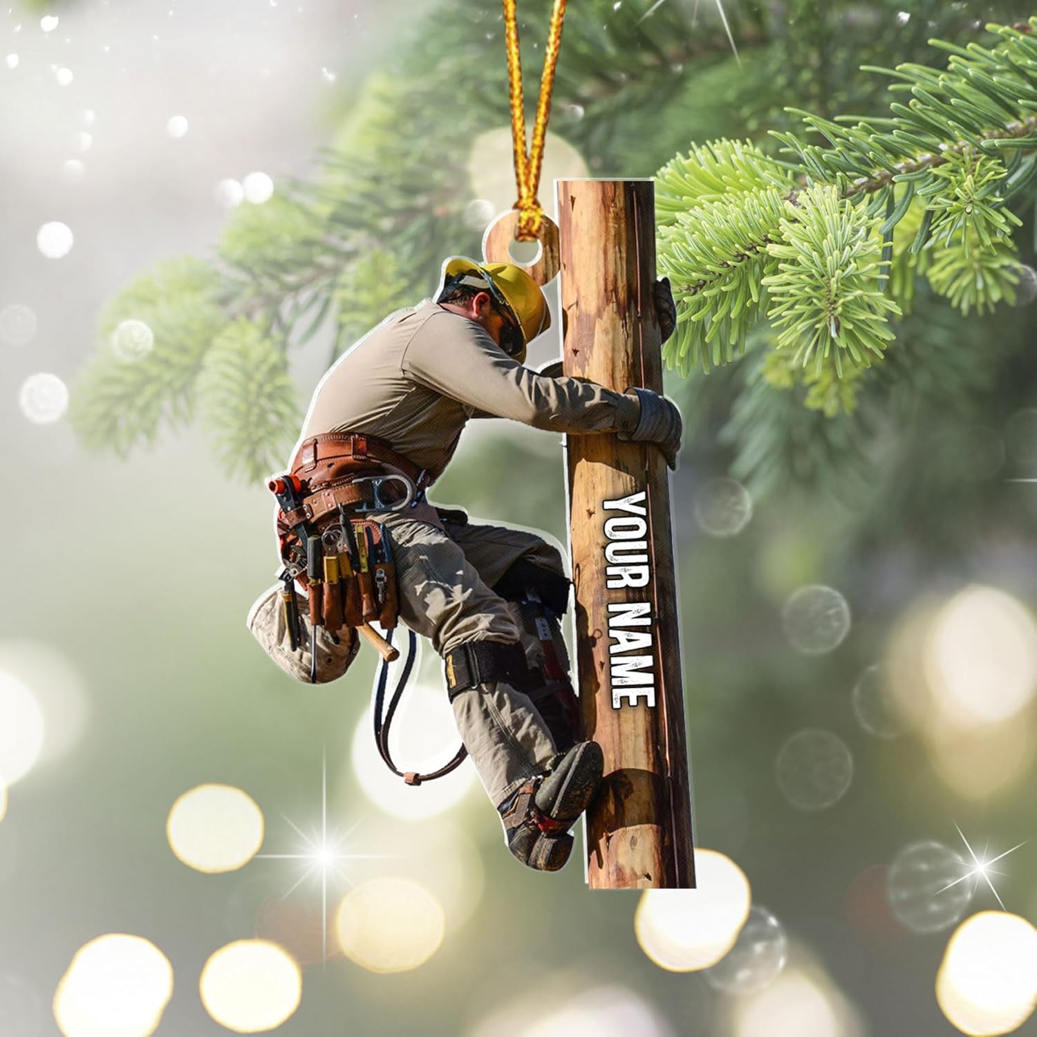 HomeDesign Personalized Lineman Ornament Custom Lineman Ornaments Line Man Christmas Ornaments Gifts for Lineman Ornament Lineman Christmas Hanging Ornament Lineman Gift Xmas Tree (Lm6)