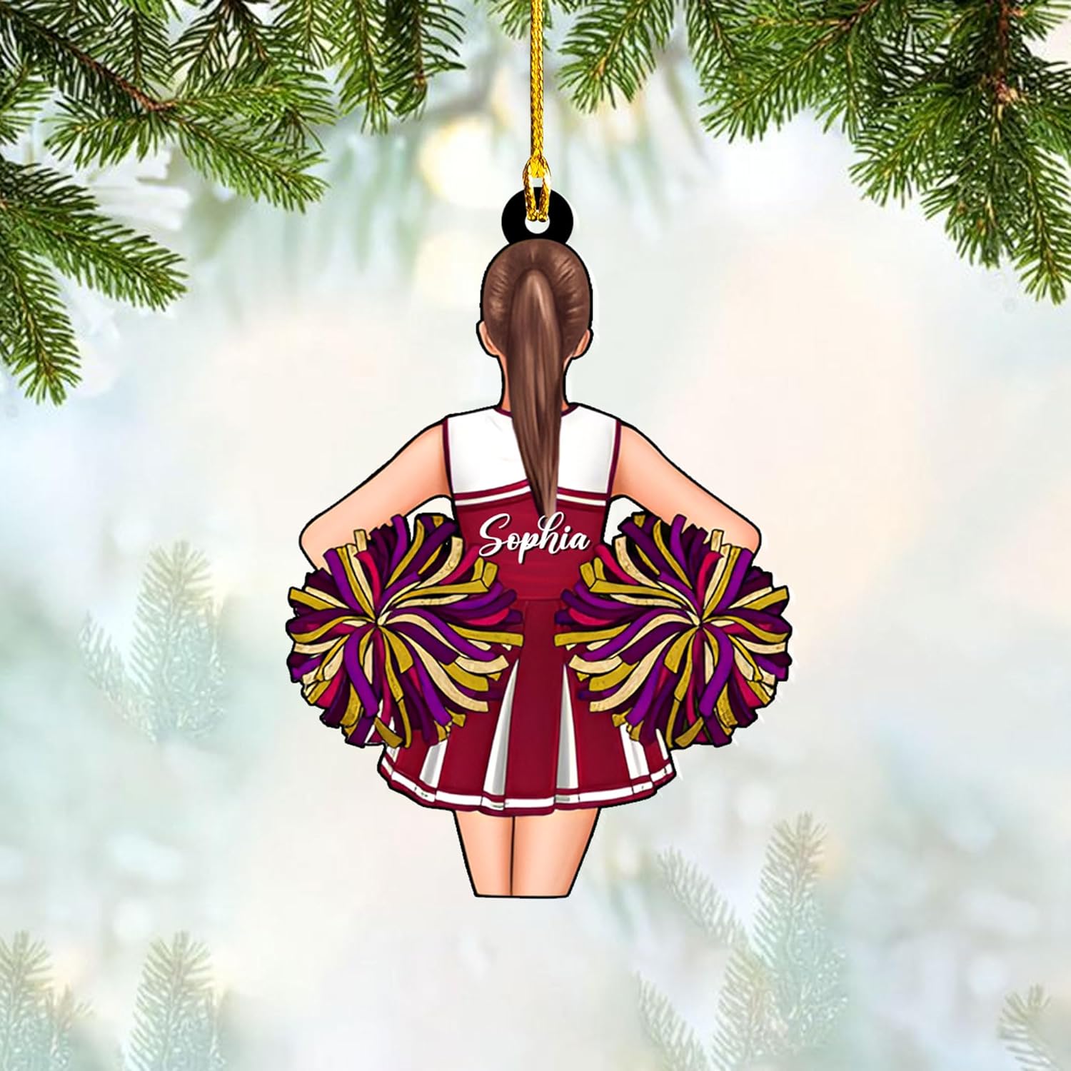 RoyalBro Personalized Cheerleader Christmas Ornament 2023, Cheer Girl Dancer with Pompom, Cheerleading Lovers Ornaments Cheerleading Ornament Gift Cheer Cheerleader Ornaments Xmas (C13)