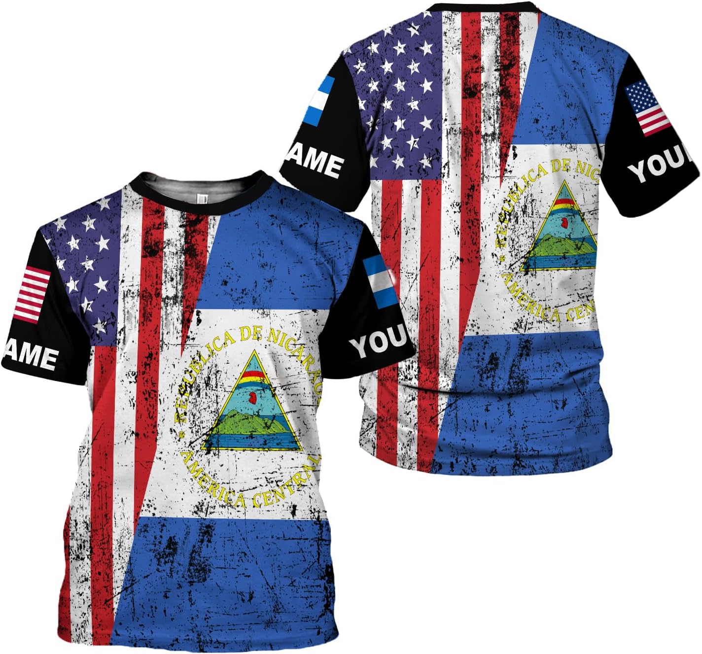 Vybonz Personalized Nicaragua Shirt 3D, Nicaragua Flag Shirts, Nicaraguan Camisas T-Shirt, Nicaragua Shirts for Men Women