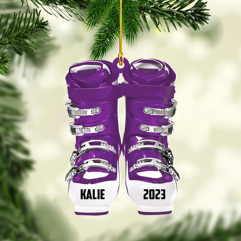 AOVL Custom Ski Ornament Skiing Christmas Ornaments Ski Christmas Tree Ornaments Ski Christmas Ornament Skier Ornaments for Christmas Tree 2024 Skiing Ornament (OSK1)