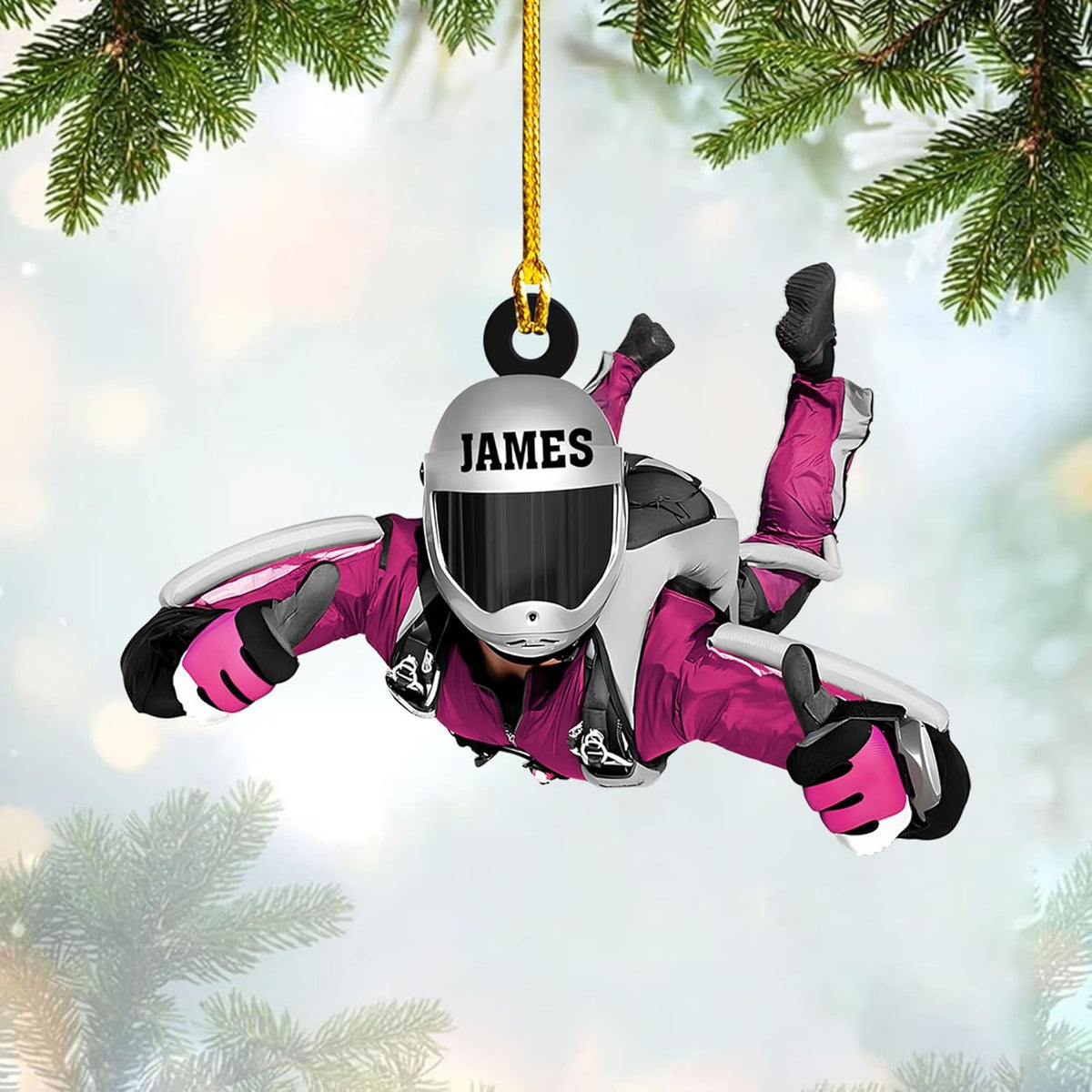 MoonArt Personalized Sky Diving Ornaments, Hot Air Balloon Acrylic, Skydiving Christmas Decorations Skydiver Suncatcher Flat Ornament, Skydiver Gift Christmas Holiday Vacation Ornament (1, SD4)