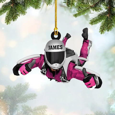 MoonArt Personalized Sky Diving Ornaments, Hot Air Balloon Acrylic, Skydiving Christmas Decorations Skydiver Suncatcher Flat Ornament, Skydiver Gift Christmas Holiday Vacation Ornament (1, SD4)