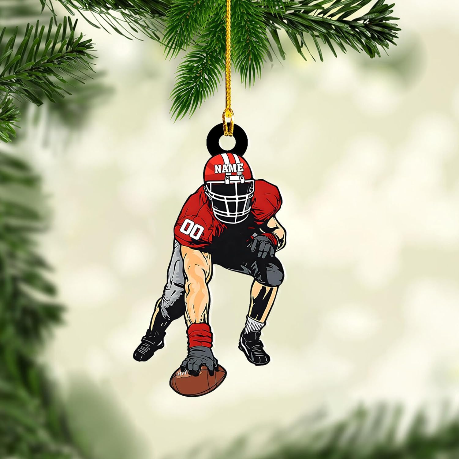 Artparel Personalized Football Ornament Customized Football Christmas Ornaments Football Ornament Christmas Hanging Décor Gift for Football Fans Football Gifts Gift for Football Player (FB 19)