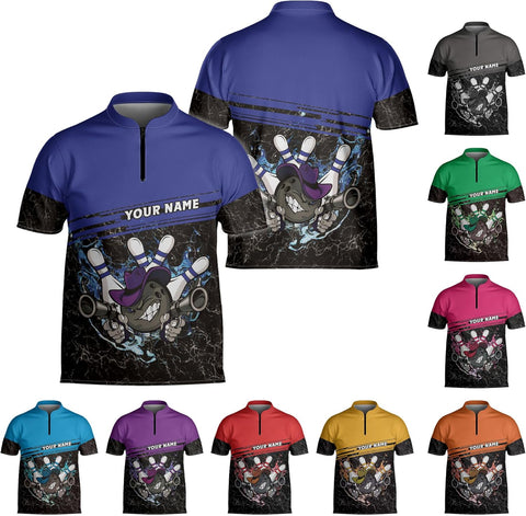 Homedesign Personalized Bowling Jersey Gift 3D Custom Bowling Shirts for Team Name Bowl Bowler Shirt Unisex Cool Men Women