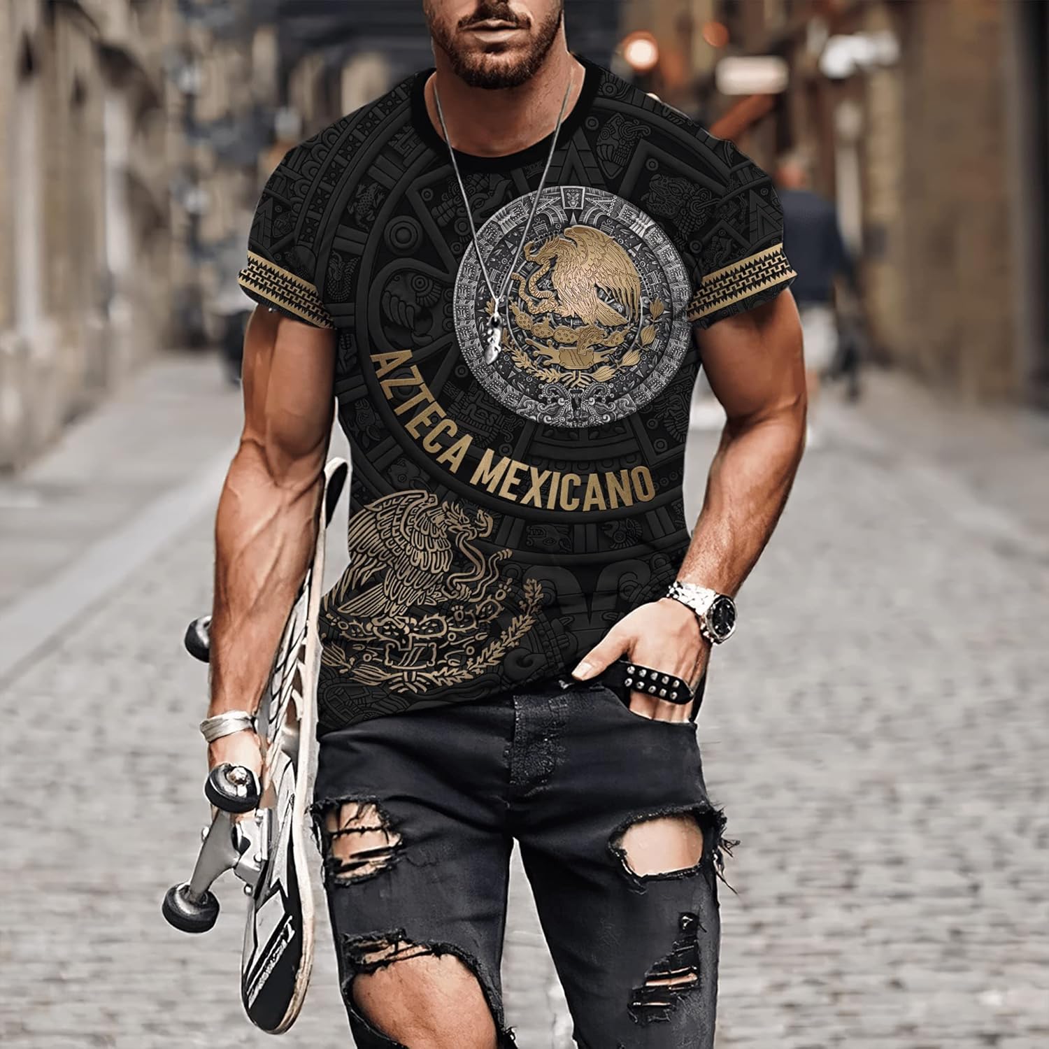 Mexico Aztec Pattern Shirts Unisex Hoodie, T Shirt, Zip Up Hoodie, Sweatshirt for Men AD867