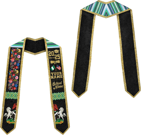 Pretyprints Custom Nigerian Graduation Sash, Nigeria Graduation Stole Customize, Nigerian American Flag Graduation Sash 2025