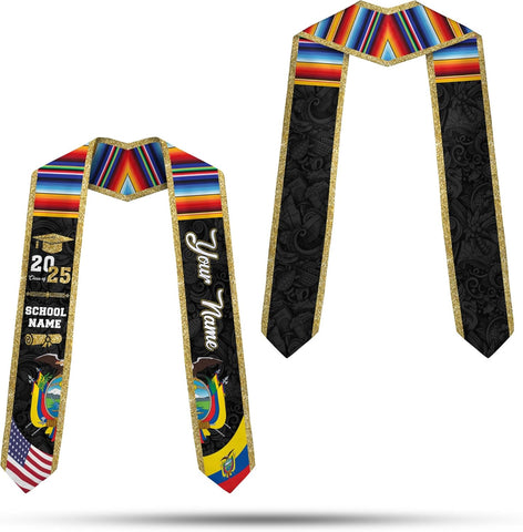Pretyprints Ecuador Graduation Stole, Ecuadorians American Flag Graduation Sash 2025, Ecuadorians Graduation Sash
