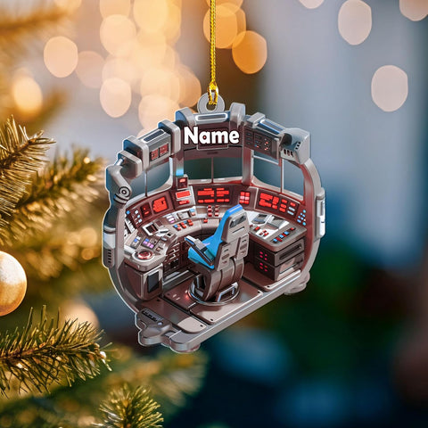 Personalized Space Rocket Ship Christmas Ornament, Space Gifts, Rocket Ornament, Planet Ornament, Spaceship Ornament, Custom Space Gift (Acrylic, Style 11)