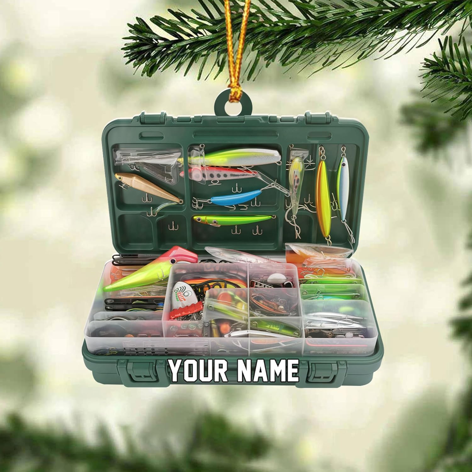 Royal Fight Custom Fishing Tackle Box Ornaments 2024 Fishing Ornaments for Christmas Tree Christmas Ornaments Fishing Fisherman Ornament Bass Fish Ornament Fishing Decorations Flat Ornaments (FTB5)