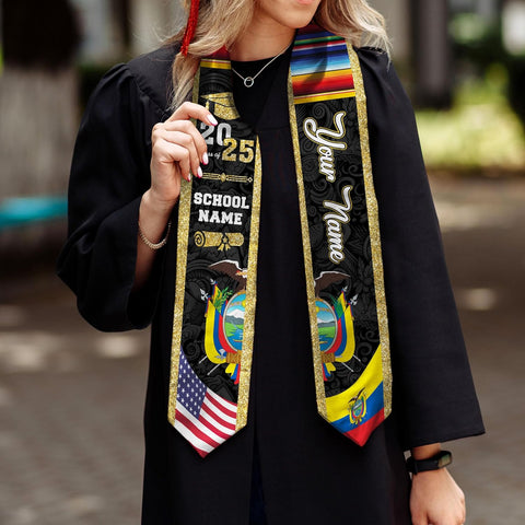 Pretyprints Ecuador Graduation Stole, Ecuadorians American Flag Graduation Sash 2025, Ecuadorians Graduation Sash