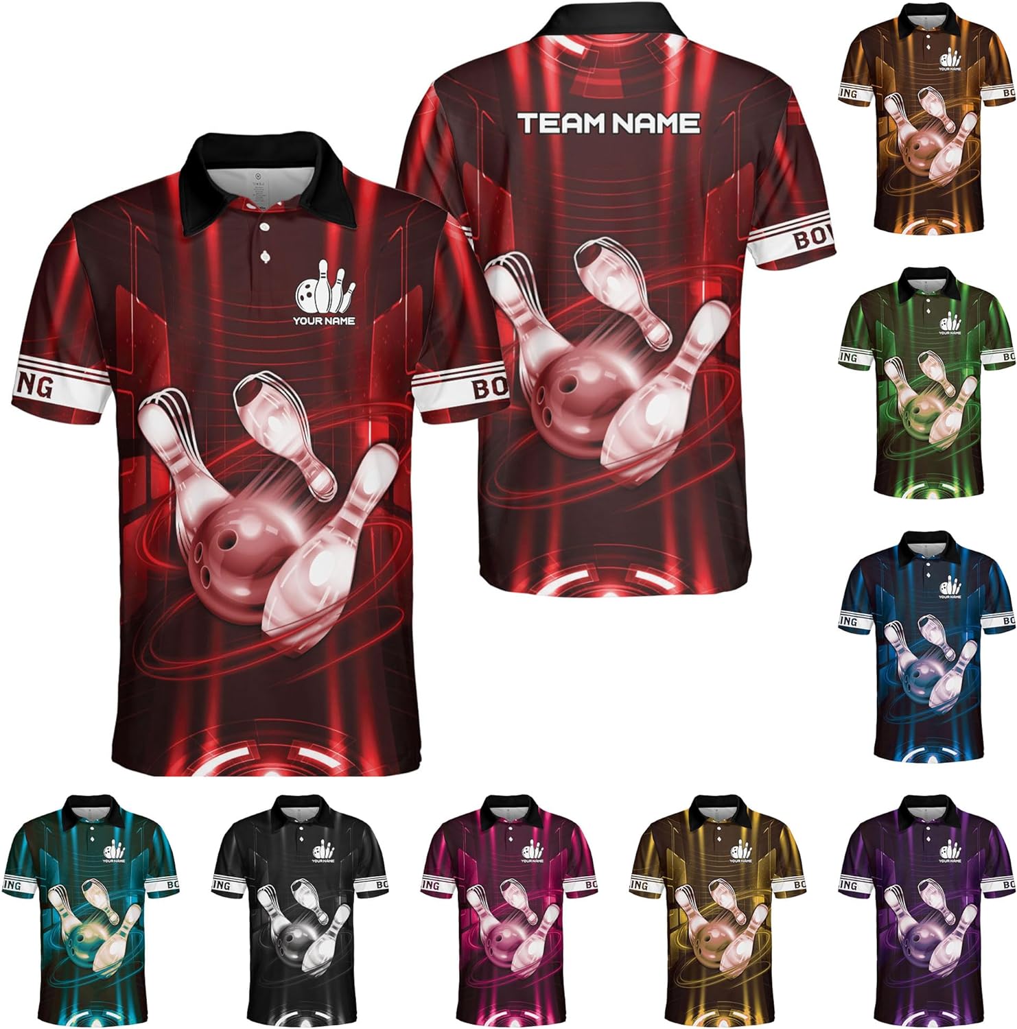 Custom Bowling Polo Shirt Personalized 3D Team Name Bowling Shirts for Men Women Jersey Unisex Bowler Short Sleeve Gift Tee