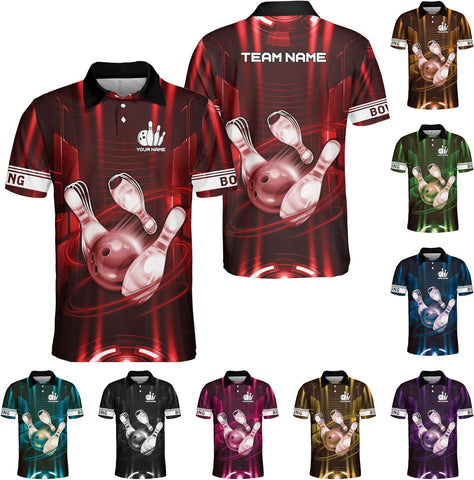 Custom Bowling Polo Shirt Personalized 3D Team Name Bowling Shirts for Men Women Jersey Unisex Bowler Short Sleeve Gift Tee