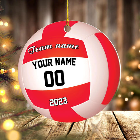 mostprints Personalized Volleyball Ornament, Volleyball Christmas Ornament, Beach Volleyball Gift for Volleyball Players Volleyball Ornament Christmas Tree Volleyball Team Gifts (V12)