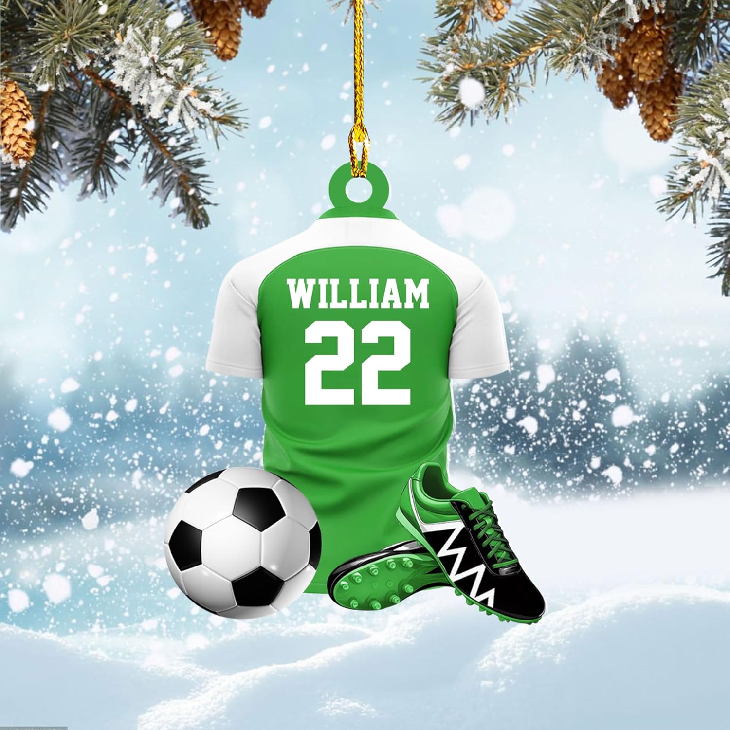 AOVL Personalized Soccer Player Ornament Soccer Christmas Xmas Ornament Soccer Christmas Xmas Ornament Gift for Soccer Players Soccer Lovers Soccer Players for Men Women (Soccer26)