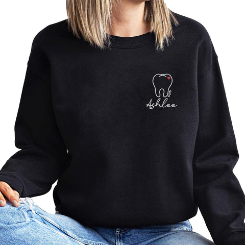 Leeprints Personalized Embroidered Sweater, Dental Assistant & Hygienist Gift, Nurse Hoodie