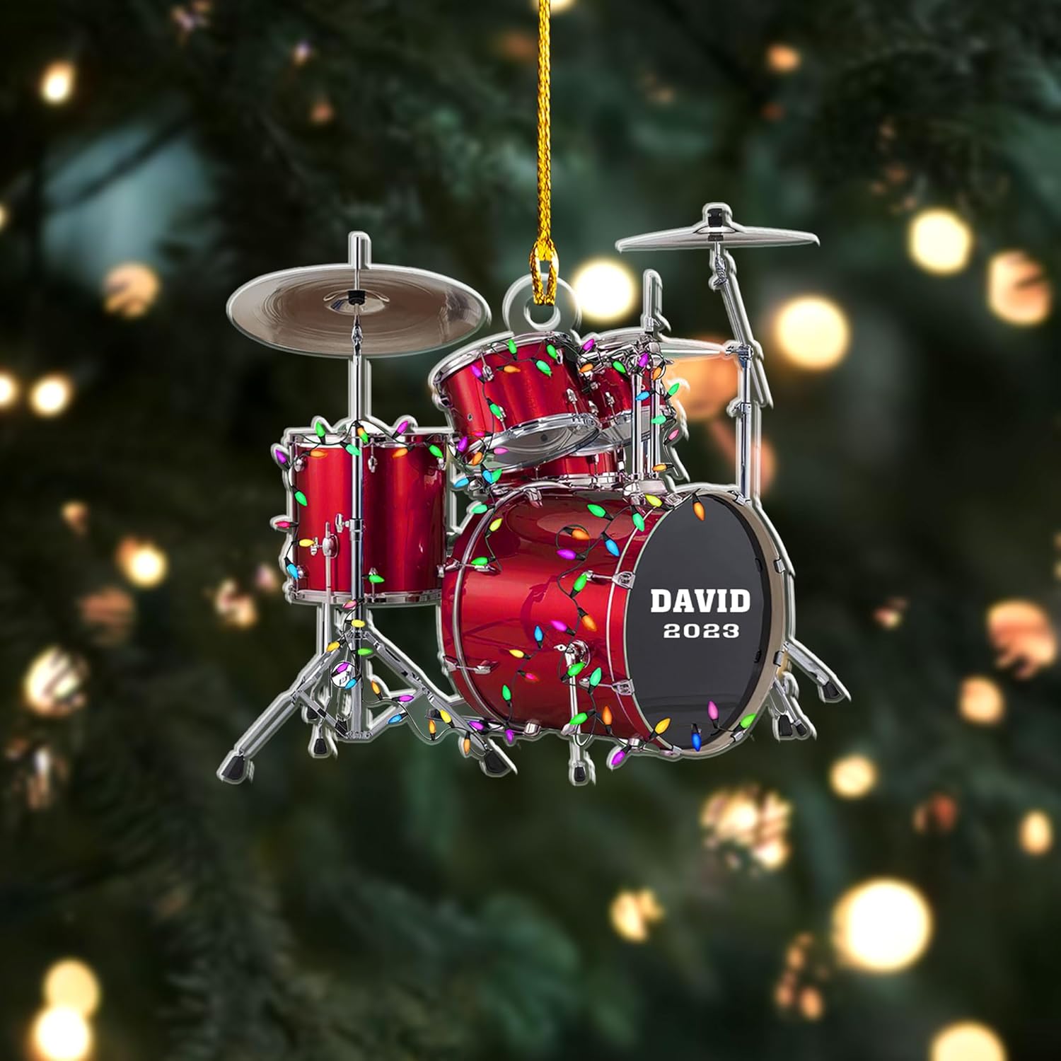 Podagree Personalized Drum Set Ornaments for Christmas, Customized Drummer Playing Drum Christmas Ornament 2023, Custom Name Year Drummer Xmas Ornament, Instrument Ornaments, Drum Ornament Xmas (DR8)