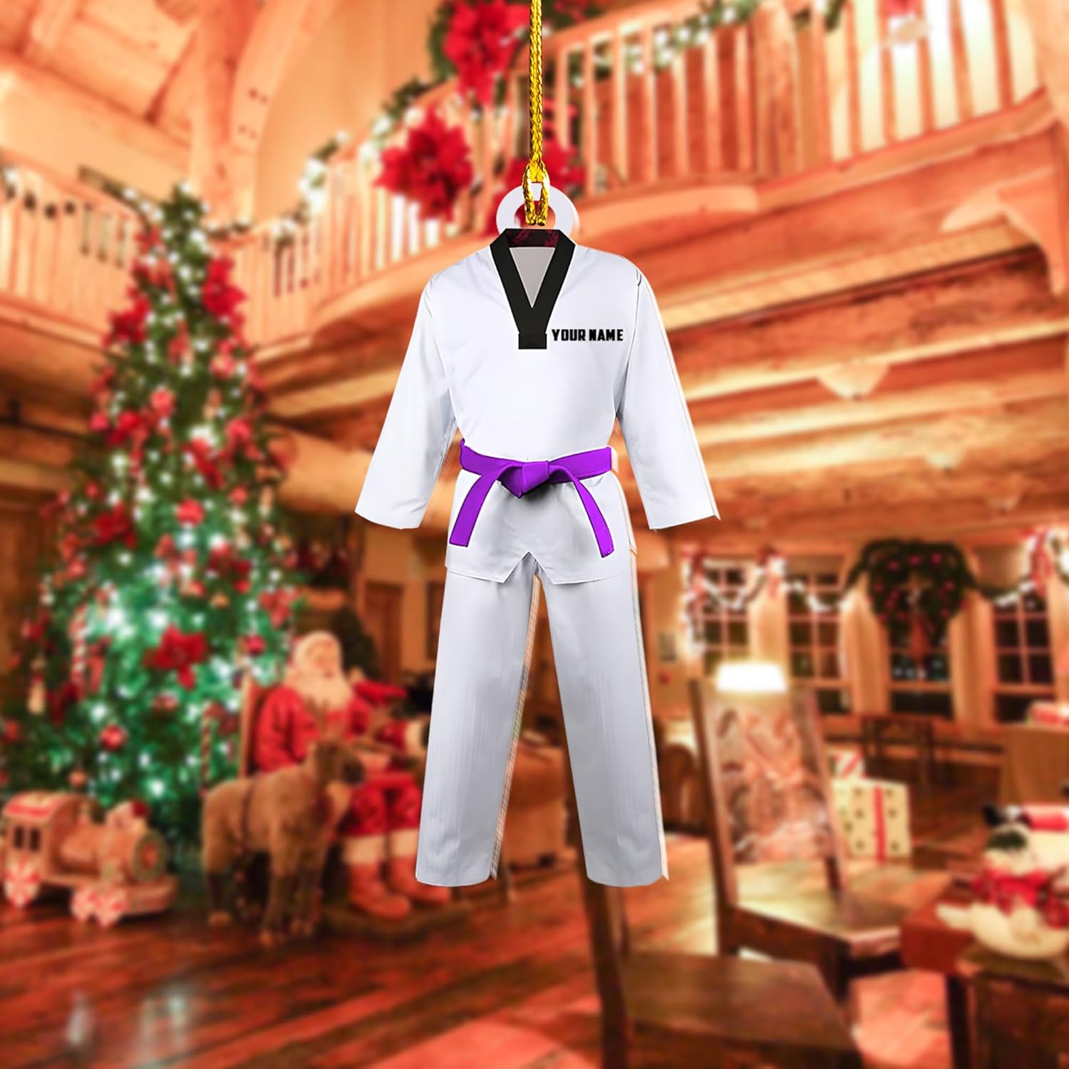 Personalized Karate Ornament, Personalized Karate Uniform Acrylic Shape Flat Ornament, Custom Karate Ornament, Gifts for Karate Lovers, Karate Christmas Ornament (Style 4)
