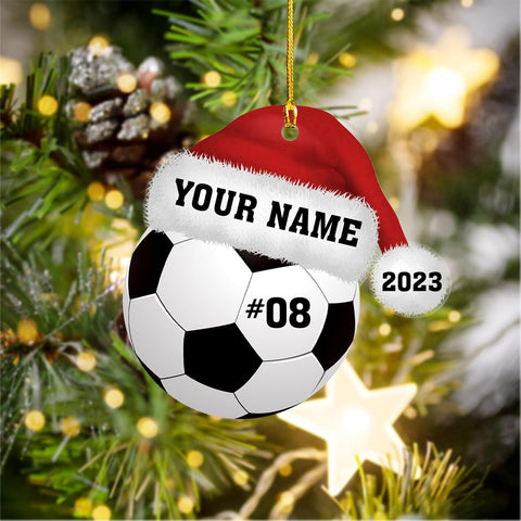 Personalized Soccer Ornaments Soccer Christmas Ornament,Soccer Ornaments for Christmas Tree Soccer Christmas Ornaments for Boys Girls, Custom Soccer Jersey Shoes Ornament (Style 14)