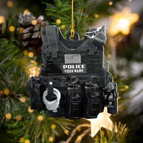 Personalized Christmas Police Ornament with Name, Custom Police Gifts, Police Christmas Birthday Gift for Men Dad, Police Ornaments for Christmas Tree Hanging Decorations Gift Police (Style 15)