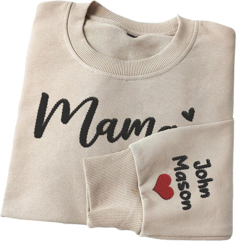 Custom Mama Crewneck Sweatshirt Personalized Mom Est 2024 Sweater with Kids Names Customized Gifts for Mothers Day (Cotton, SS30)