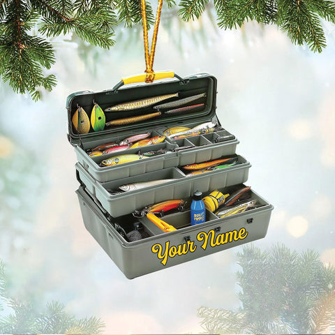 Royal Fight Custom Fishing Tackle Box Ornaments 2024 Fishing Ornaments for Christmas Tree Christmas Ornaments Fishing Fisherman Ornament Bass Fish Ornament Fishing Decorations Flat Ornaments (FTB11)