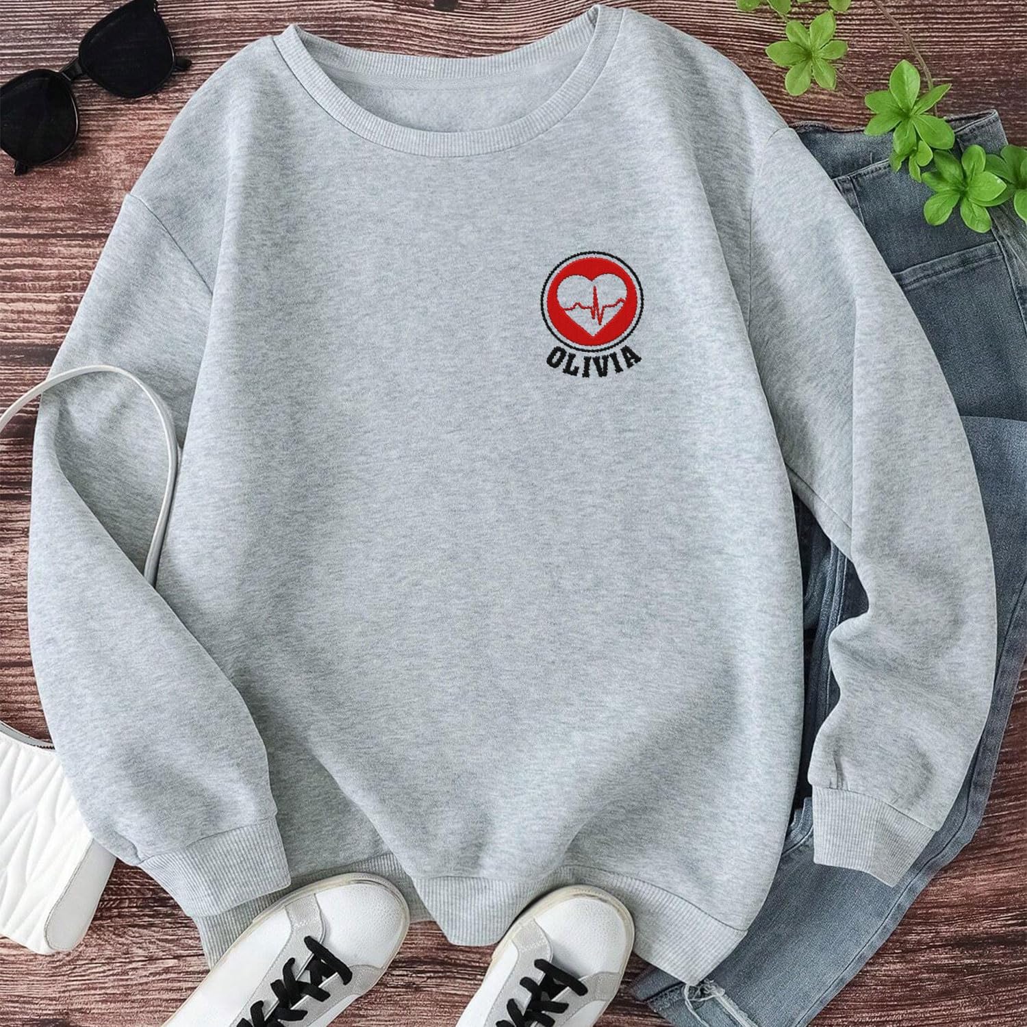 Leeprints Custom Emergency Department Embroidered Sweatshirt, Er Nurse Shirt, Emergency Nurse Hoodie, Rn Shirt Gifts