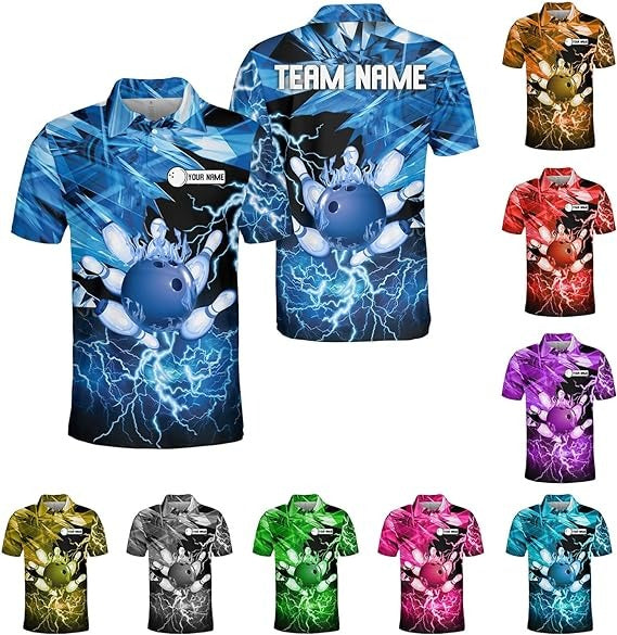 Mostprints Custom 3D Bowling Polo Shirts Personalized Jersey Men Women Team Name Unisex Bowling Shirt Jerseys