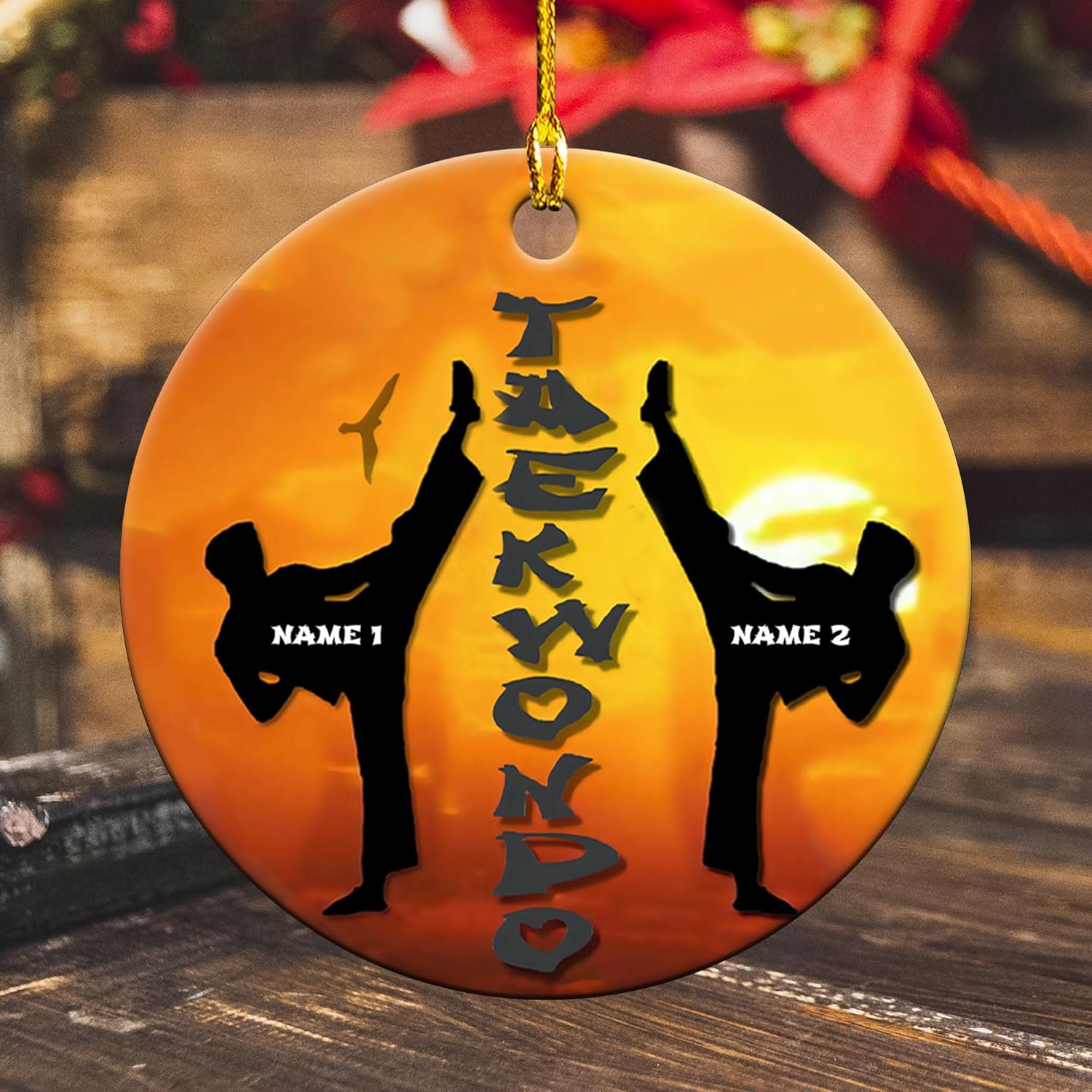 MAPrints Personalized Taekwondo Ceramic Ornament, 2024 Christmas Ornament Gifts, Custom Taekwondo Ornament Christmas Tree Decor, Karate Taekwondo Black Belt Ornament, Martial Arts Gift (TWD 4)