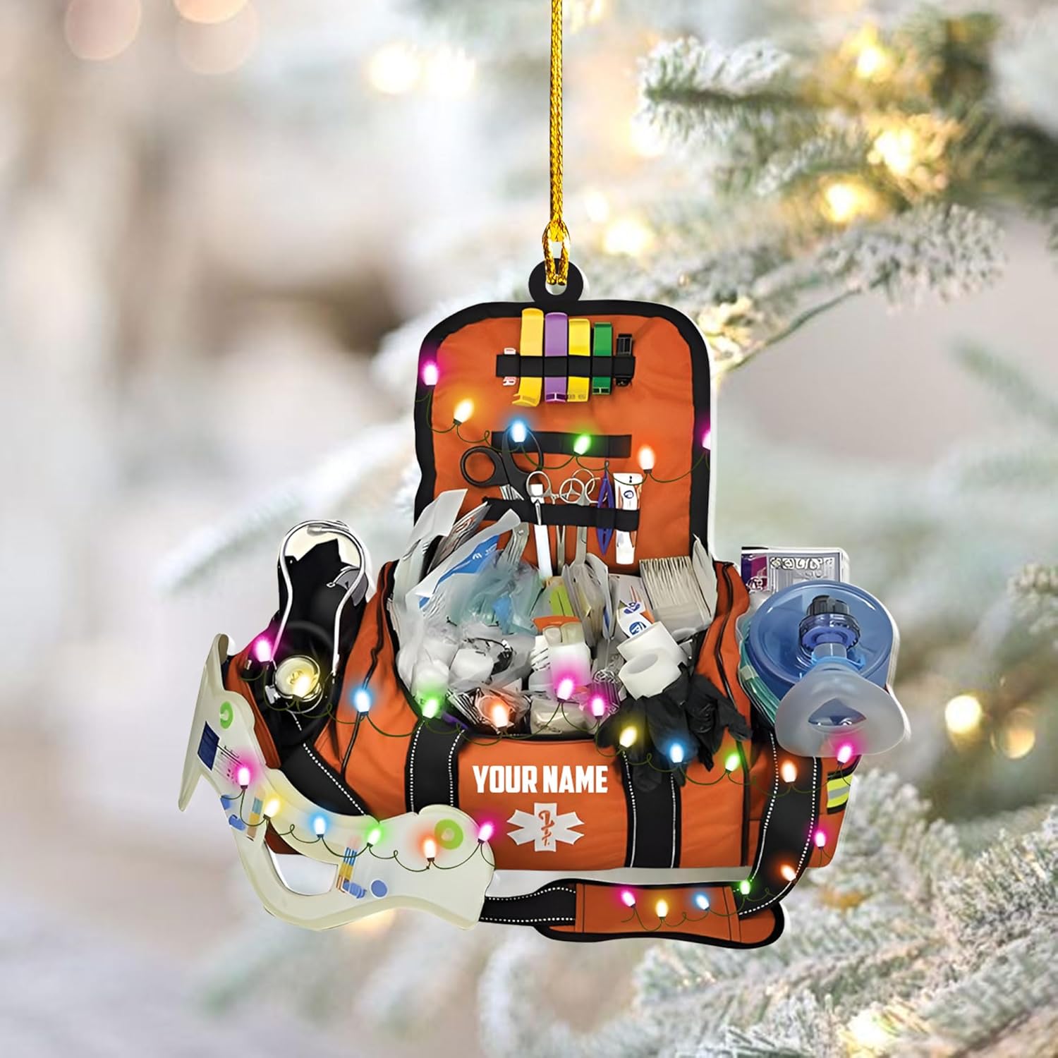 Mostprints Personalized EMT Ornament, Paramedic EMS EMT Ornaments for Christmas Tree 2023, Medical Profession Gifts, Custom EMS, EMT Uniforms Ornament Surgery Medical Hanging Ornament (EM4)